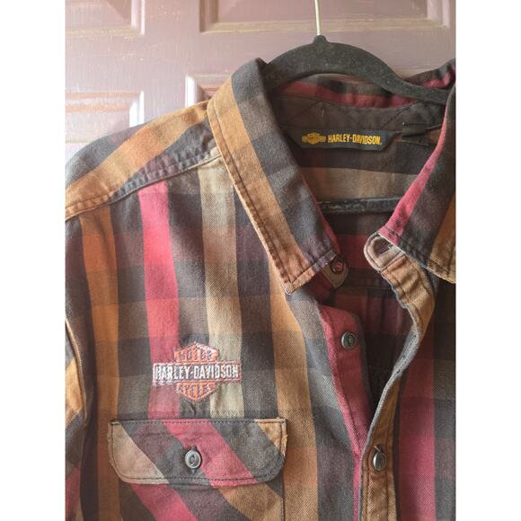 Harley Davidson Flannel Button Up Mens Size 3XL Embroided Logo New W/out Tags!! - Picture 2 of 7